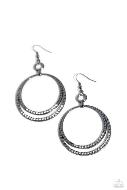 Paparazzi ♥ Spin Your HEELS - Black ♥ Earrings