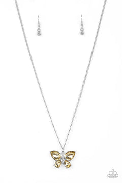 Paparazzi ♥ Free-Flying Flutter - Yellow ♥ Necklace