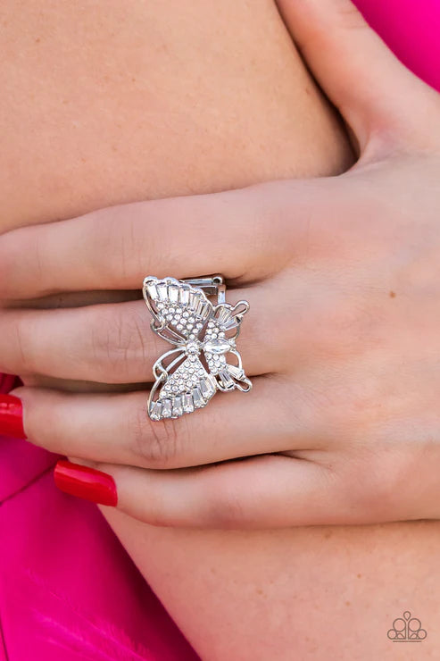 Paparazzi ♥ Fearless Flutter - White ♥ Ring