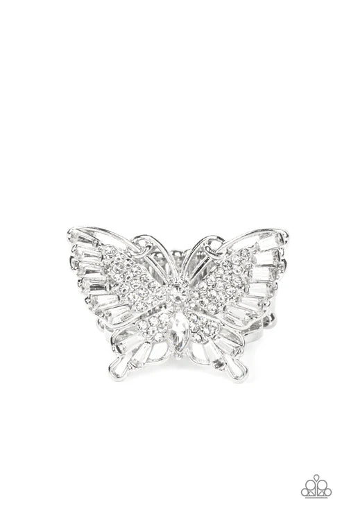 Paparazzi ♥ Fearless Flutter - White ♥ Ring