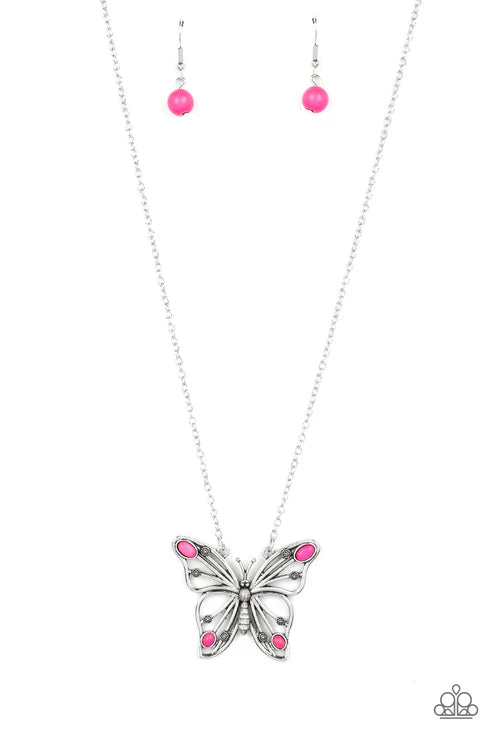 Paparazzi ♥ Badlands Butterfly - Pink ♥ Necklace