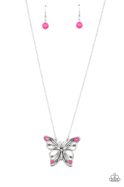 Paparazzi ♥ Badlands Butterfly - Pink ♥ Necklace