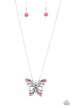 Paparazzi ♥ Badlands Butterfly - Pink ♥ Necklace