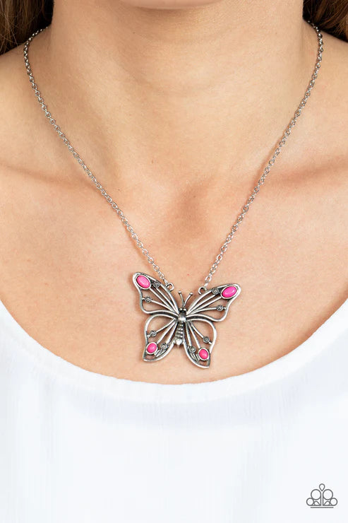 Paparazzi ♥ Badlands Butterfly - Pink ♥ Necklace