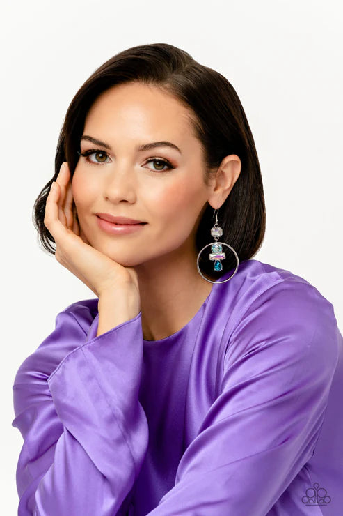 Paparazzi ♥ Geometric Glam - Blue ♥ Earrings