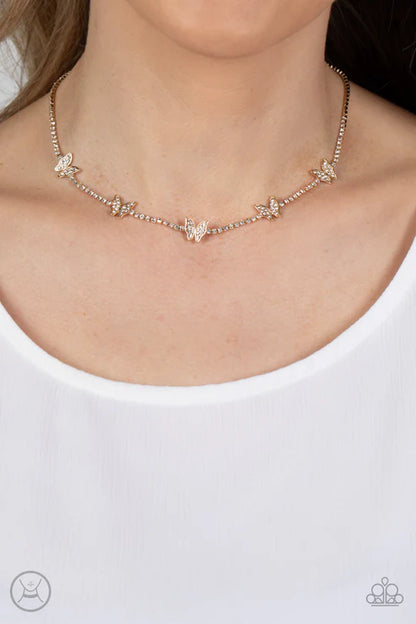 Paparazzi ♥ Fluttering Fanatic - Gold ♥ Necklace