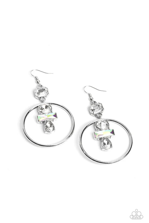 Paparazzi ♥ Geometric Glam - White ♥ Earrings