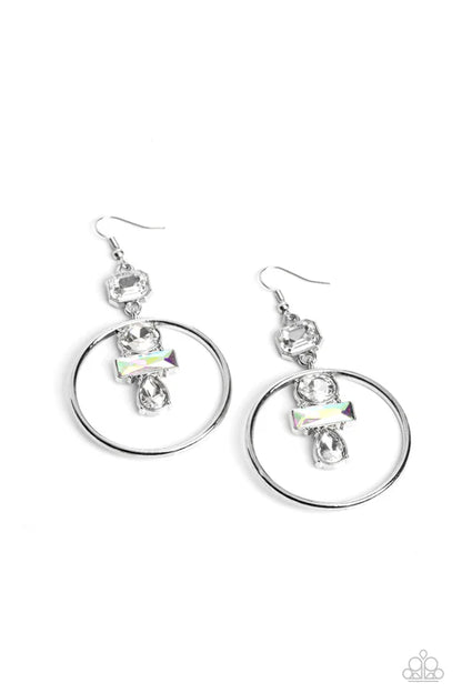 Paparazzi ♥ Geometric Glam - White ♥ Earrings