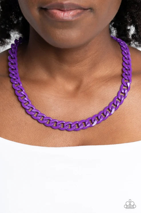 Paparazzi ♥ Painted Powerhouse - Purple ♥ Necklace