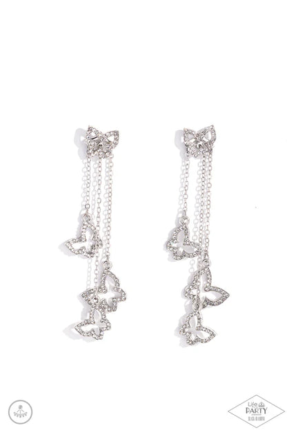 Paparazzi ♥ Boisterous Butterfly - White ♥ Post Earrings