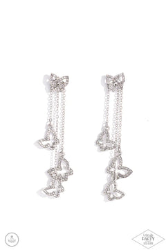Paparazzi ♥ Boisterous Butterfly - White ♥ Post Earrings