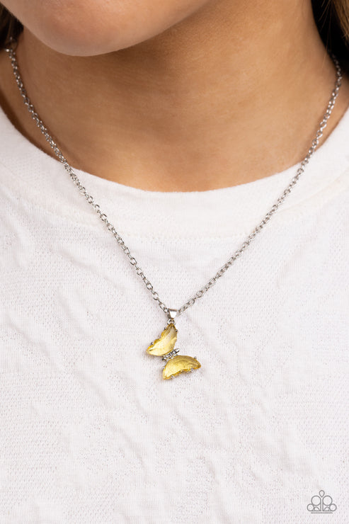 Paparazzi ♥ Butterfly Lullaby - Yellow ♥ Necklace