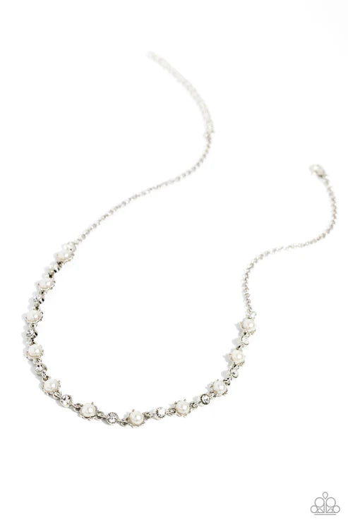 Paparazzi ♥ Pronged Passion - White ♥ Necklace
