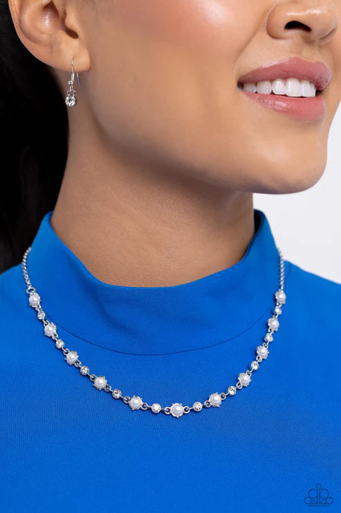 Paparazzi ♥ Pronged Passion - White ♥ Necklace