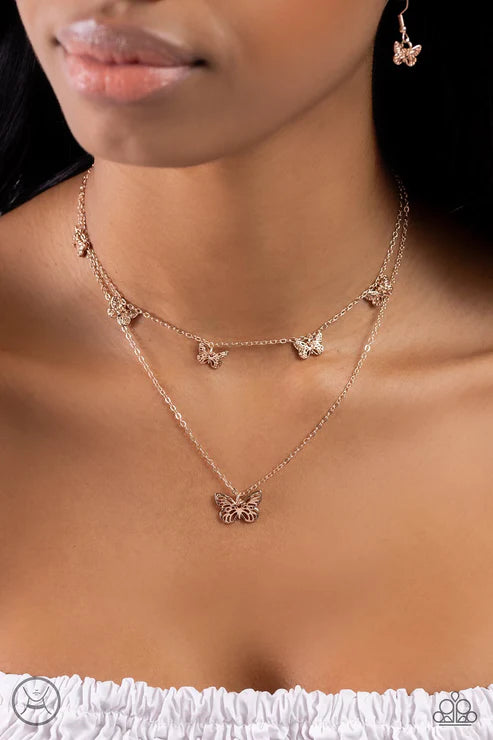 Paparazzi ♥ Butterfly Beacon - Rose Gold ♥ Necklace