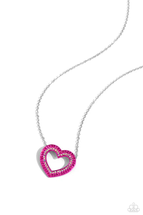 Paparazzi ♥ Hyper Heartland - Pink ♥ Necklace