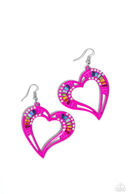 Paparazzi ♥ Embellished Emeralds - Pink ♥ Earrings