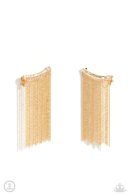 Paparazzi ♥ Feuding Fringe - Gold ♥ Post Earrings