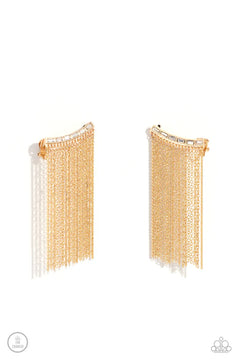 Paparazzi ♥ Feuding Fringe - Gold ♥ Post Earrings