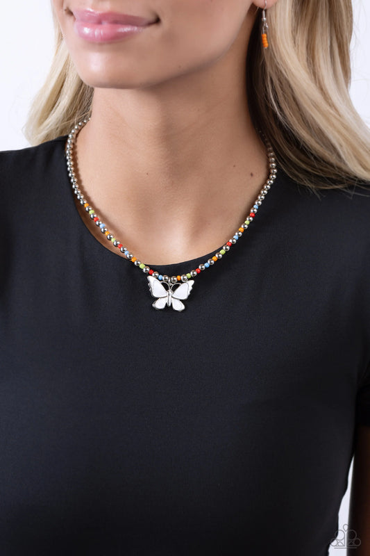Paparazzi ♥ Vibrant Flutter - White ♥ Necklace