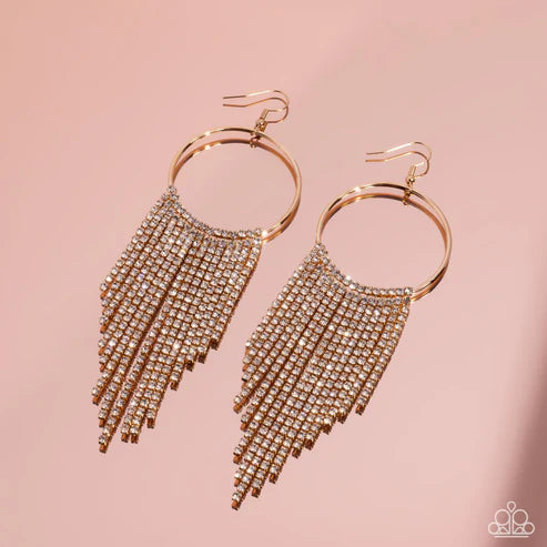 Paparazzi ♥ Streamlined Shimmer - Gold ♥ Earrings