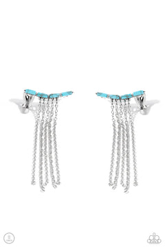 Paparazzi ♥ Fault Line Fringe - Blue ♥ Post Earrings