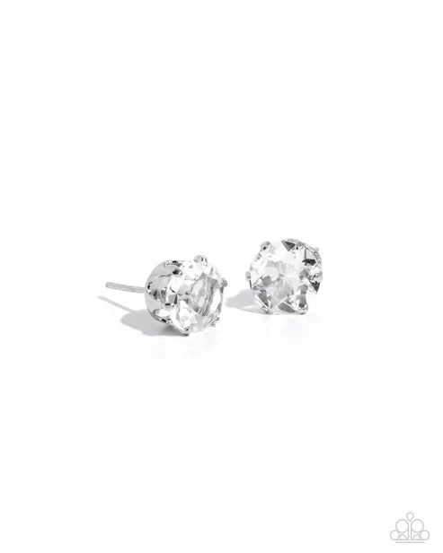 Paparazzi ♥ April Breathtaking Birthstone - White ♥ Post Earrings