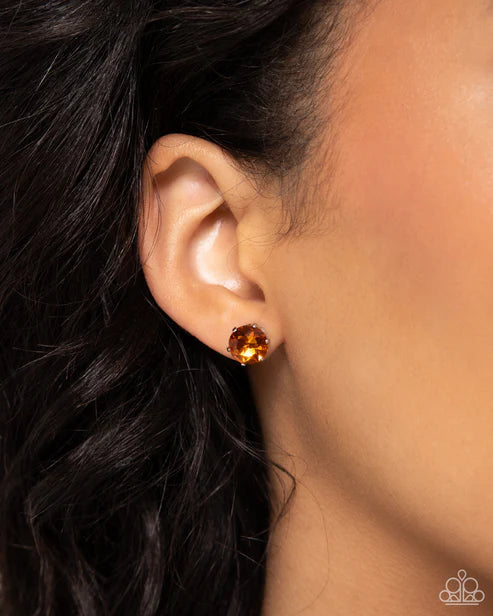 Paparazzi ♥ November Breathtaking Birthstone - Orange ♥ Post Earrings