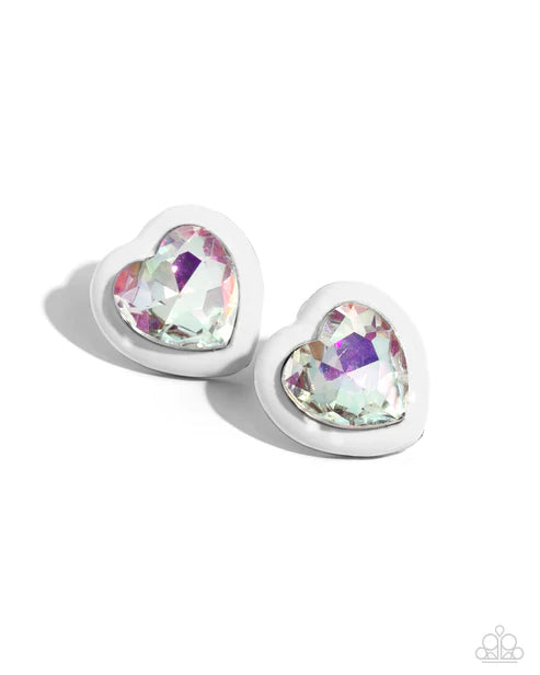 Paparazzi ♥ Heartfelt Haute - White ♥ Post Earrings
