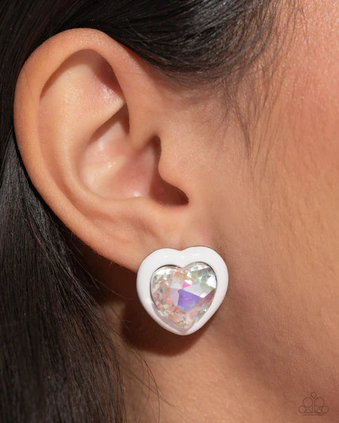 Paparazzi ♥ Heartfelt Haute - White ♥ Post Earrings