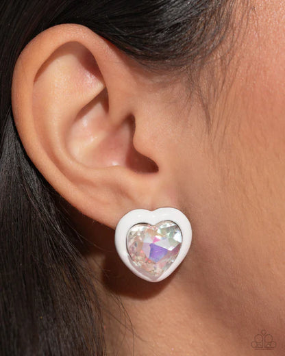 Paparazzi ♥ Heartfelt Haute - White ♥ Post Earrings