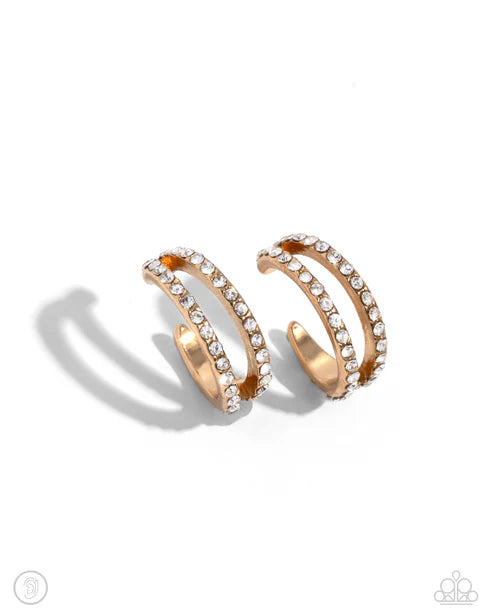 Paparazzi ♥ Monochromatic Mystique - Gold ♥ Post Earrings