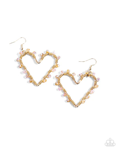 Paparazzi ♥ HEART of Your World - Gold ♥ Earrings