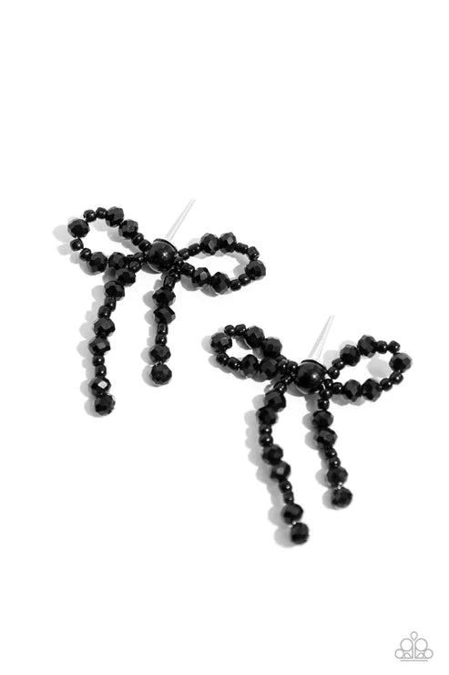 Paparazzi ♥ The BOW Must Go On - Black ♥ Post Earrings