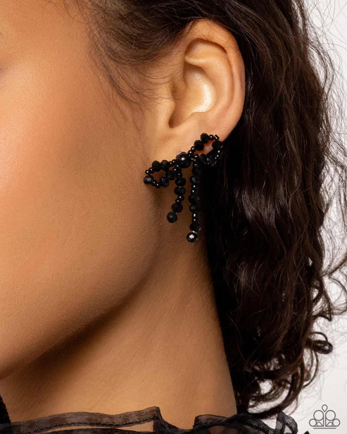 Paparazzi ♥ The BOW Must Go On - Black ♥ Post Earrings