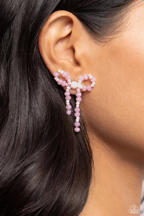 Paparazzi ♥ The BOW Must Go On - Pink ♥ Post Earrings