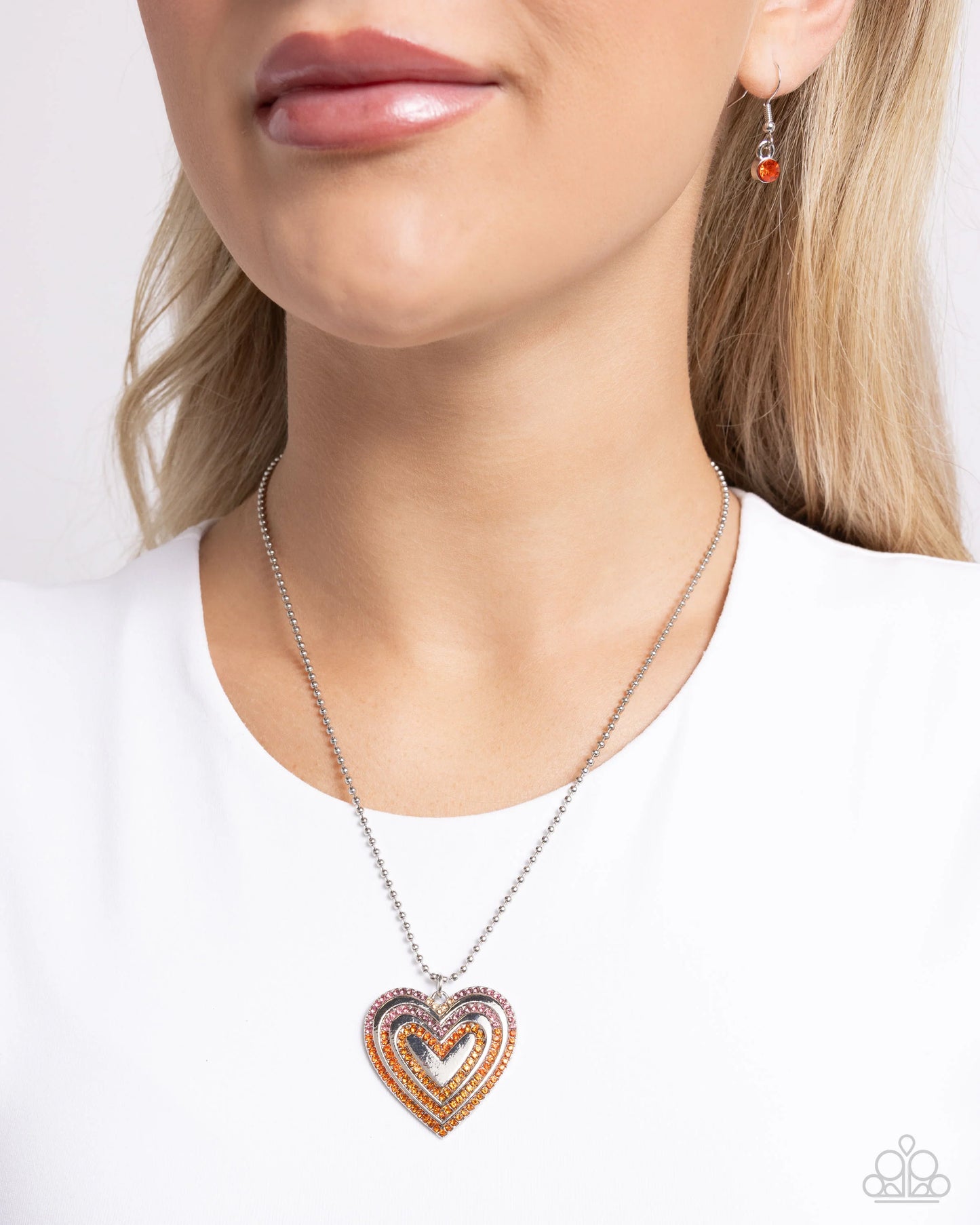 Paparazzi ♥ Hallucinatory Hearts - Orange ♥ Necklace
