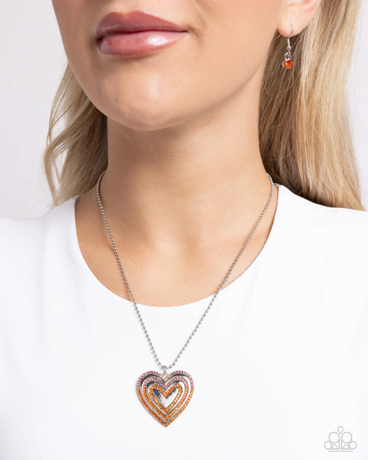 Paparazzi ♥ Hallucinatory Hearts - Orange ♥ Necklace