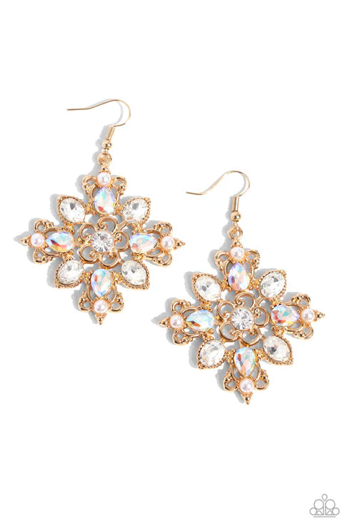 Paparazzi ♥ Fancy-Free Florals - Gold ♥ Earrings