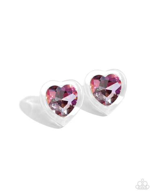 Paparazzi ♥ Heart-Pounding Haute - Pink ♥ Post Earrings