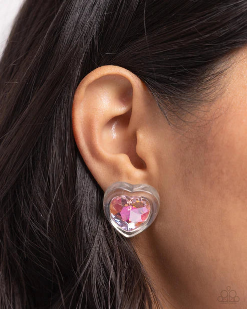 Paparazzi ♥ Heart-Pounding Haute - Pink ♥ Post Earrings