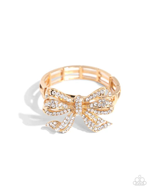 Paparazzi ♥ Its All A-BOW-t Me - Gold ♥ Bracelet