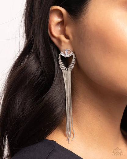 Paparazzi ♥ Elongated Effervescence - White ♥ Post Earrings