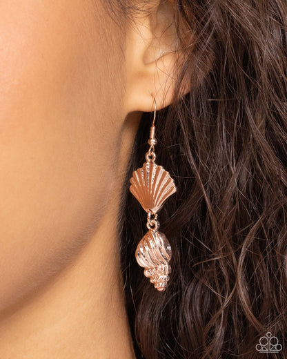 Paparazzi ♥ SHELL, I Was In the Area - Rose Gold ♥ Earrings