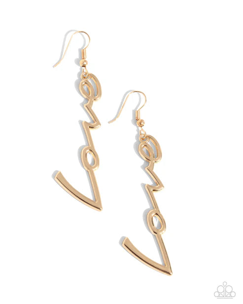 Paparazzi ♥ Light-Catching Letters - Gold ♥ Earrings