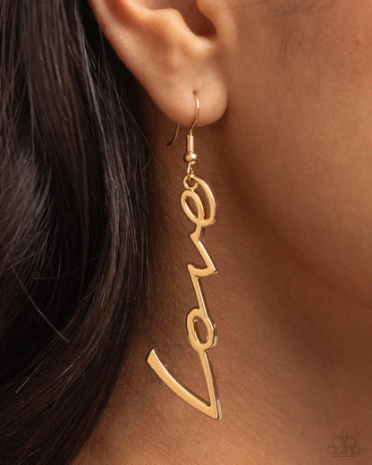 Paparazzi ♥ Light-Catching Letters - Gold ♥ Earrings