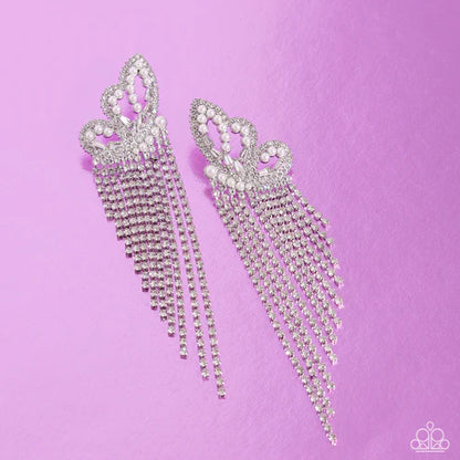 Paparazzi ♥ Aerial Accent - White ♥ Post Earrings