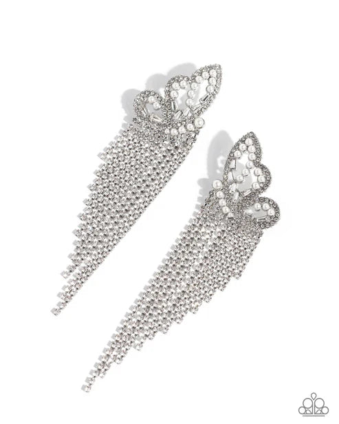Paparazzi ♥ Aerial Accent - White ♥ Post Earrings