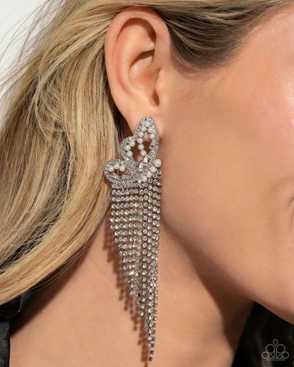 Paparazzi ♥ Aerial Accent - White ♥ Post Earrings