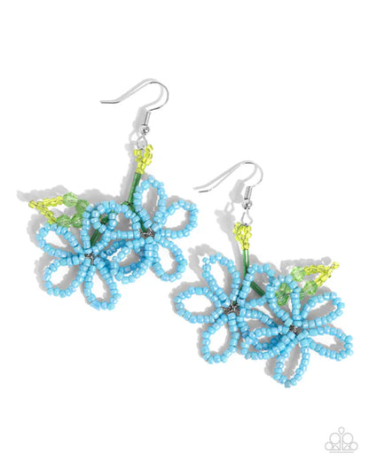 Paparazzi ♥ Beaded Blooms - Blue ♥ Earrings